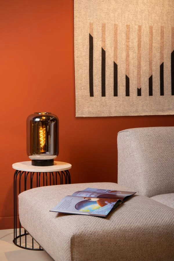 Lucide JOANET - Tischlampe - Ø 22 cm - 1xE27 - Rauchfarbe Grau - Atmosphäre 1